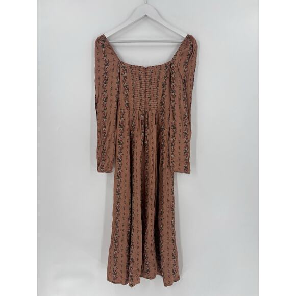 NWT Reformation Sigmund Dress 0 Floral Boudoir Midi Slit Long Sleeves Smocked - Picture 16 of 16